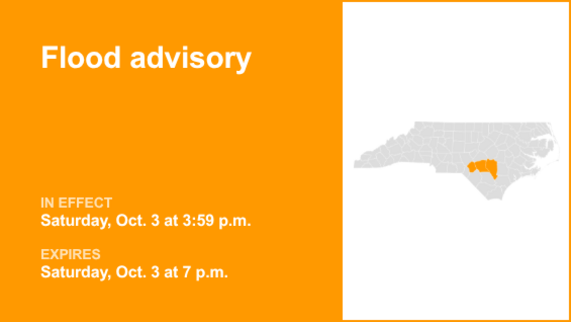 UPDATE: Flood advisory in place for Cumberland and Sampson counties Saturday night 