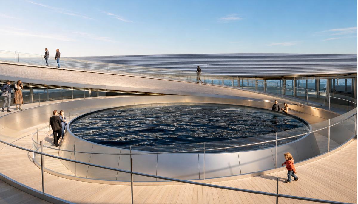  A rendering showing people on a walking pathway on Ocean Vortex. 