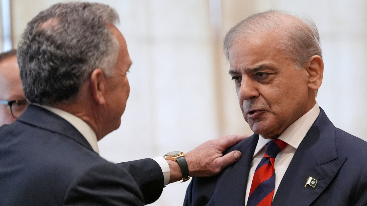 Pakistan's Prime Minister Shehbaz Sharif greets Steve Witkoff, Special Envoy for Peace Missions, before the start of his  meeting with U.S. Vice President JD Vance in Islamabad, April 11, 2026.     Jacquelyn Martin Pool/Pool via REUTERS