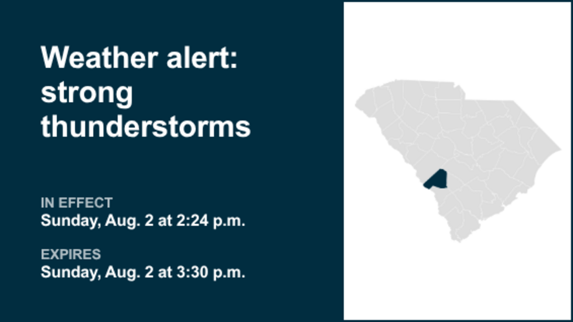 Weather alert for Barnwell County Sunday afternoon - gusts up to 50 mph 