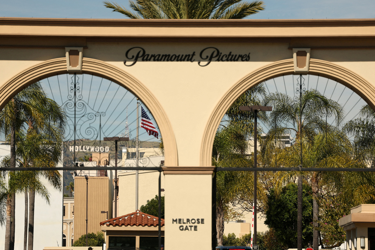 The main gate of Paramount Pictures Studios in Los Angeles, California, U.S., February 27, 2026. REUTERS/Mario Anzuoni