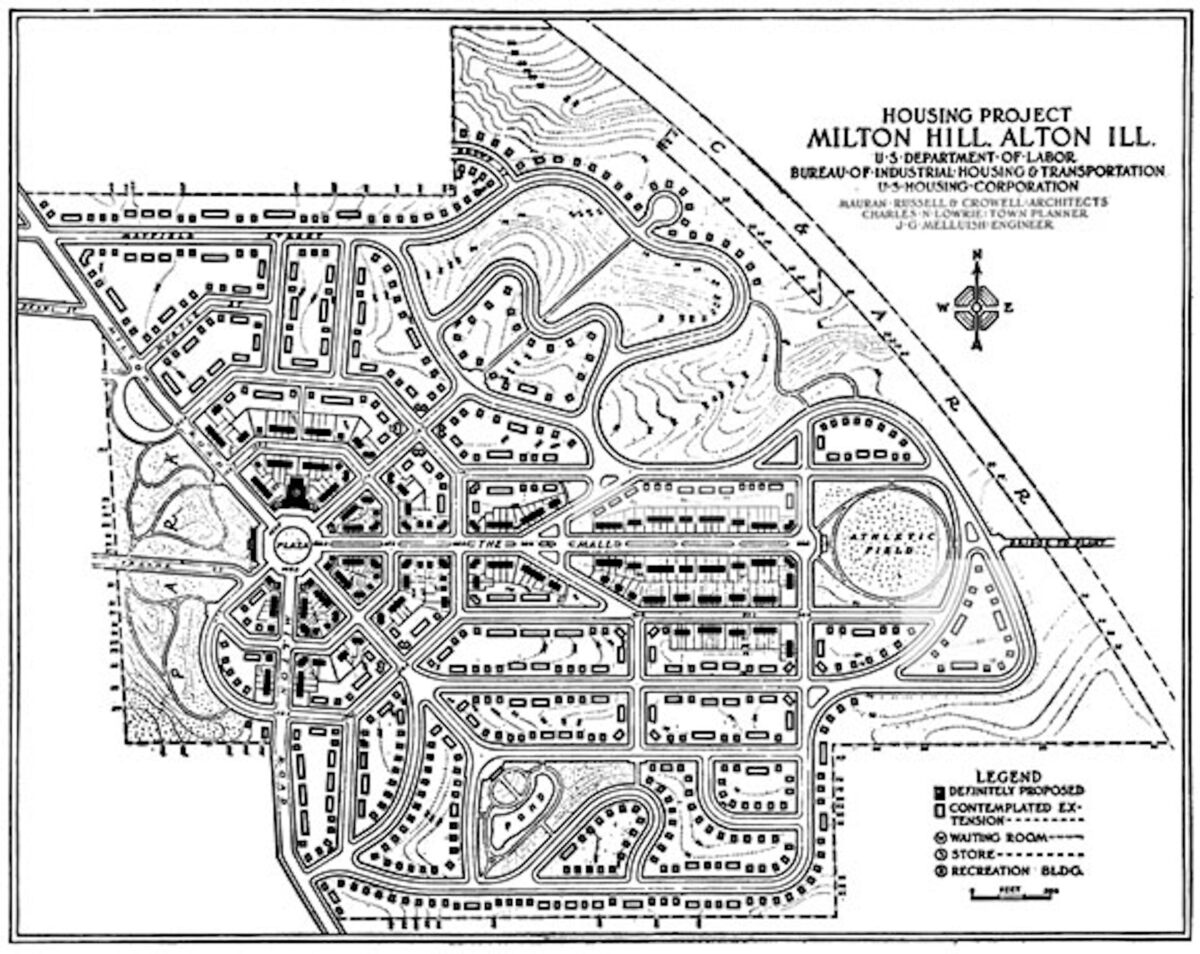  Milton Hill, a neighborhood designed and developed by the United States Housing Corporation in Alton, Ill. National Archives 