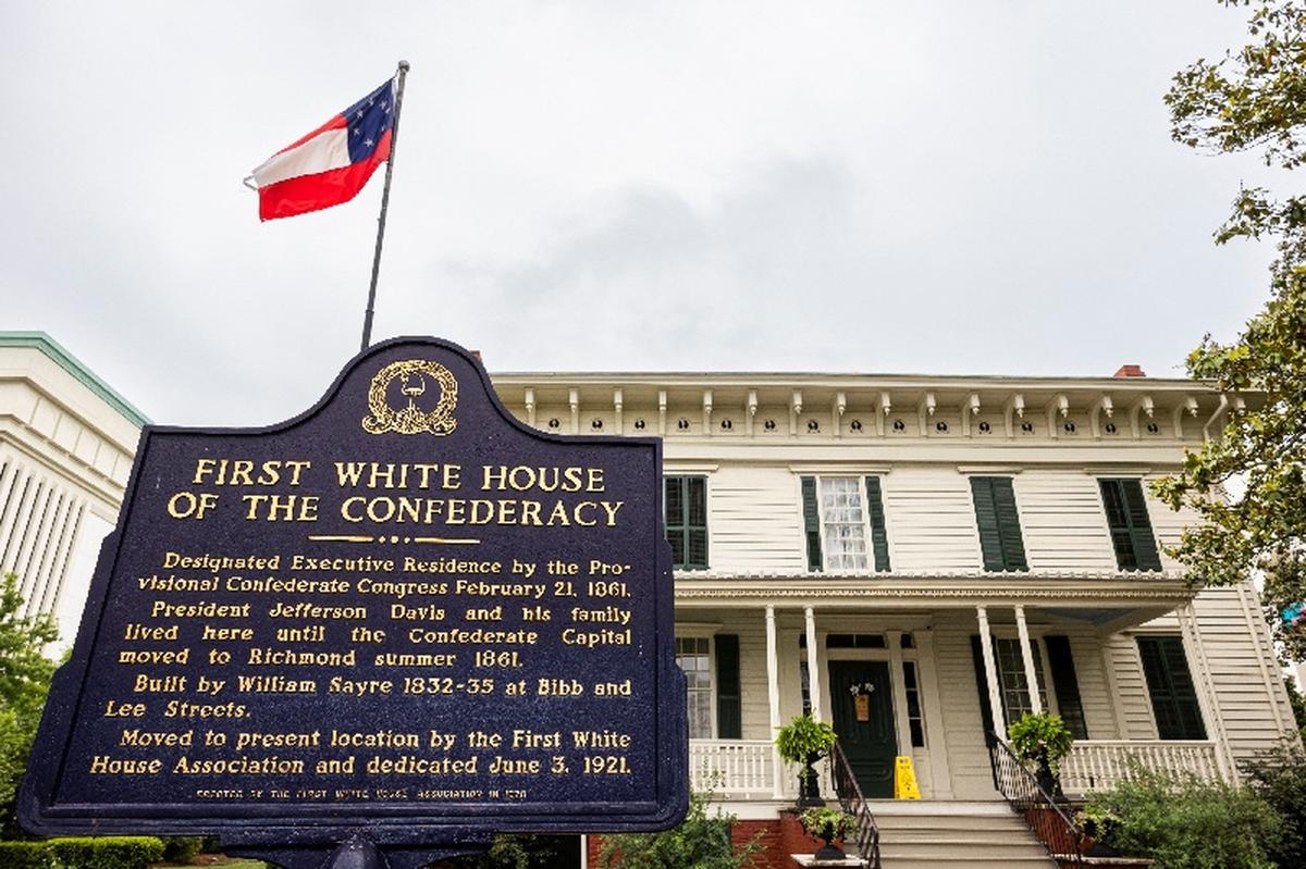The house where Jefferson Davis, president of the Confederacy during the U.S. Civil War, lived, known as the first White House of the Confederacy, stands in Montgomery, Alabama, U.S., May 7, 2026. REUTERS/Kevin Mohatt