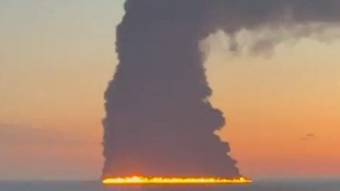 Russia says tanker crew rescued in Black Sea after attack set ship ablaze 