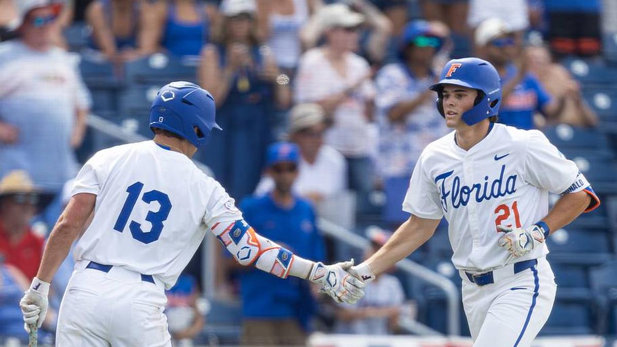  Landon Stripling (13) and Caden McDonald (21) each hit home runs in Florida's win over Rider. | Kyle Lander / Florida Gators on SI 