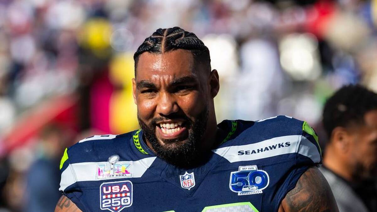  Feb 8, 2026; Santa Clara, CA, USA; Seattle Seahawks defensive end Leonard Williams (99) looks on before Super Bowl LX against the New England Patriots at Levi's Stadium. Mandatory Credit: Mark J. Rebilas-Imagn Images | IMAGN IMAGES via Reuters Connect 