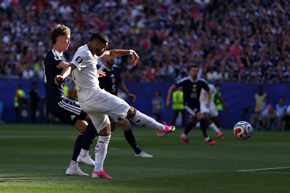  Ismael Saibari #11 of Morocco scores his team's first goal during the FIFA World Cup 2026 Group C match between Scotland and Morocco at Boston Stadium on June 19, 2026 in Foxborough, Massachusetts. (Photo by Justin Setterfield/Getty Images) Photo by Justin Setterfield/Getty Images