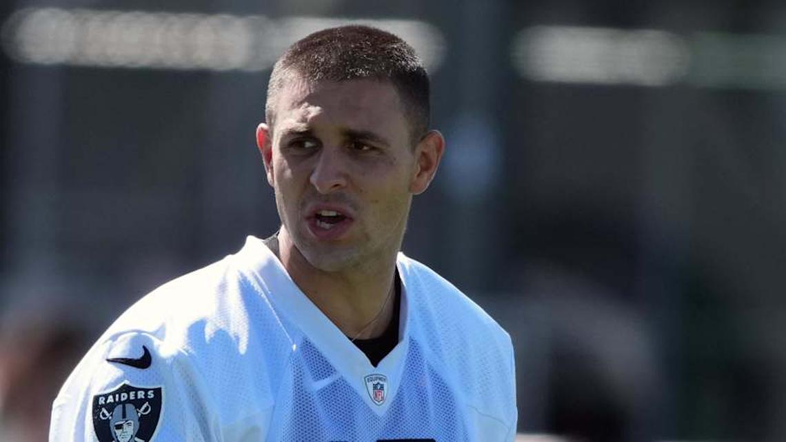  Jul 24, 2025; Henderson, NV, USA; Las Vegas Raiders receiver Jack Bech (18) during training camp at the Intermountain Healthcare Performance Center. Mandatory Credit: Kirby Lee-Imagn Images | Kirby Lee-Imagn Images 