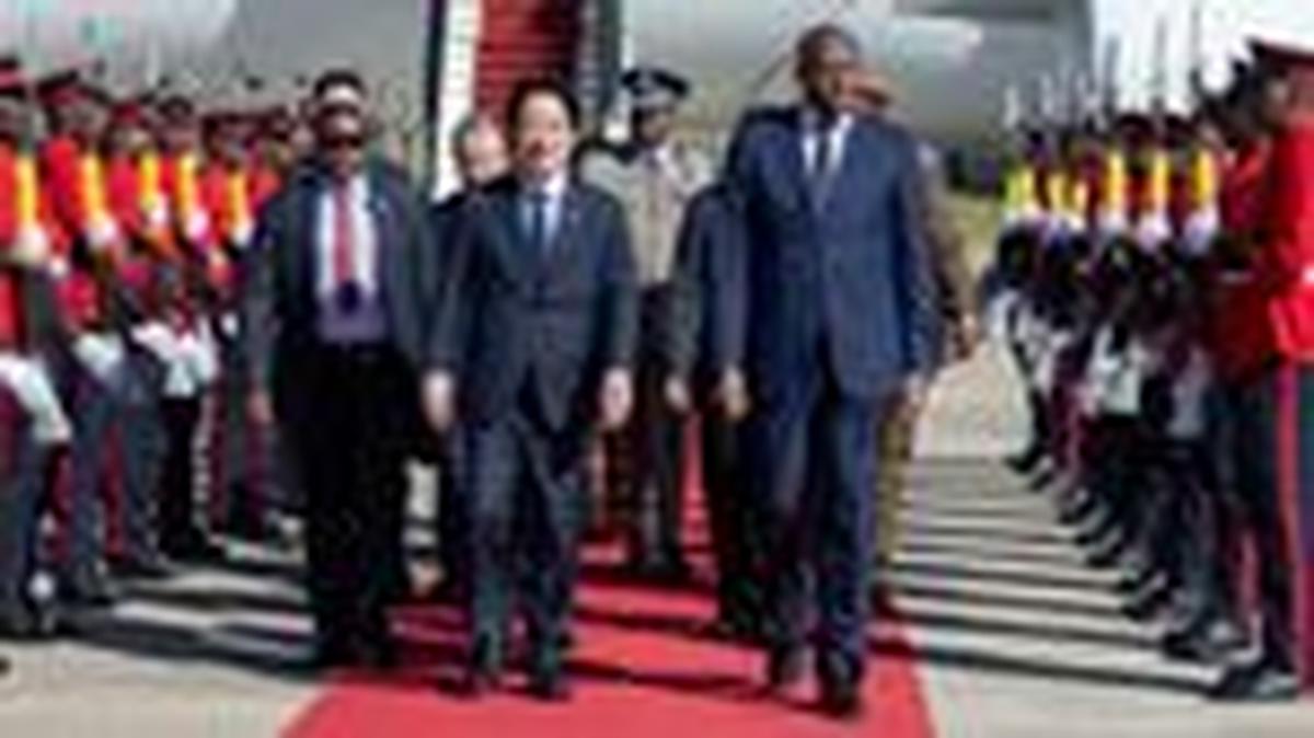 Taiwan President Lai Ching-te walks with Eswatini Prime Minister Russell Mmiso Dlamini upon arriving in Eswatini, May 2, 2026.  Taiwan Presidential Office/Handout via REUTERS