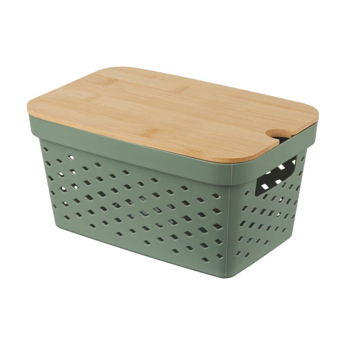  Storage Basket with Bamboo Lid, Small.