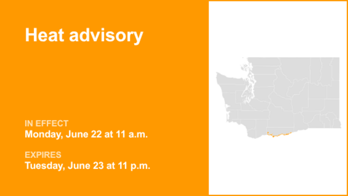 UPDATE: Heat advisory for Eastern Columbia River Gorge of Washington for Monday and Tuesday 