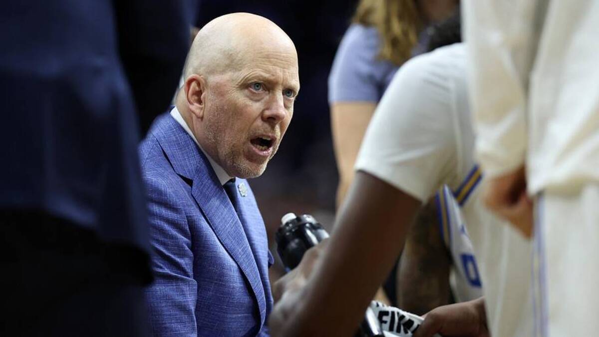  Mar 20, 2026; Philadelphia, PA, USA; UCLA Bruins head coach Mick Cronin in the second half during a first round game of the men's 2026 NCAA Tournament at Xfinity Mobile Arena. Mandatory Credit: Bill Streicher-Imagn Images | Bill Streicher-Imagn Images 