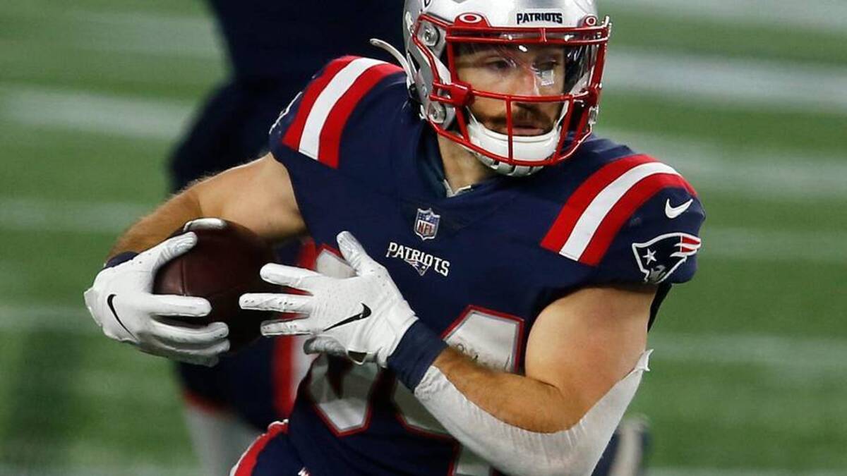  New England running back, Rex Burkhead, pulls in a first half pass during first half action. [The Providence Journal / Kris Craig] Ripro 102620 Sp Patriots 24 | USA TODAY Network via Reuters Connect 