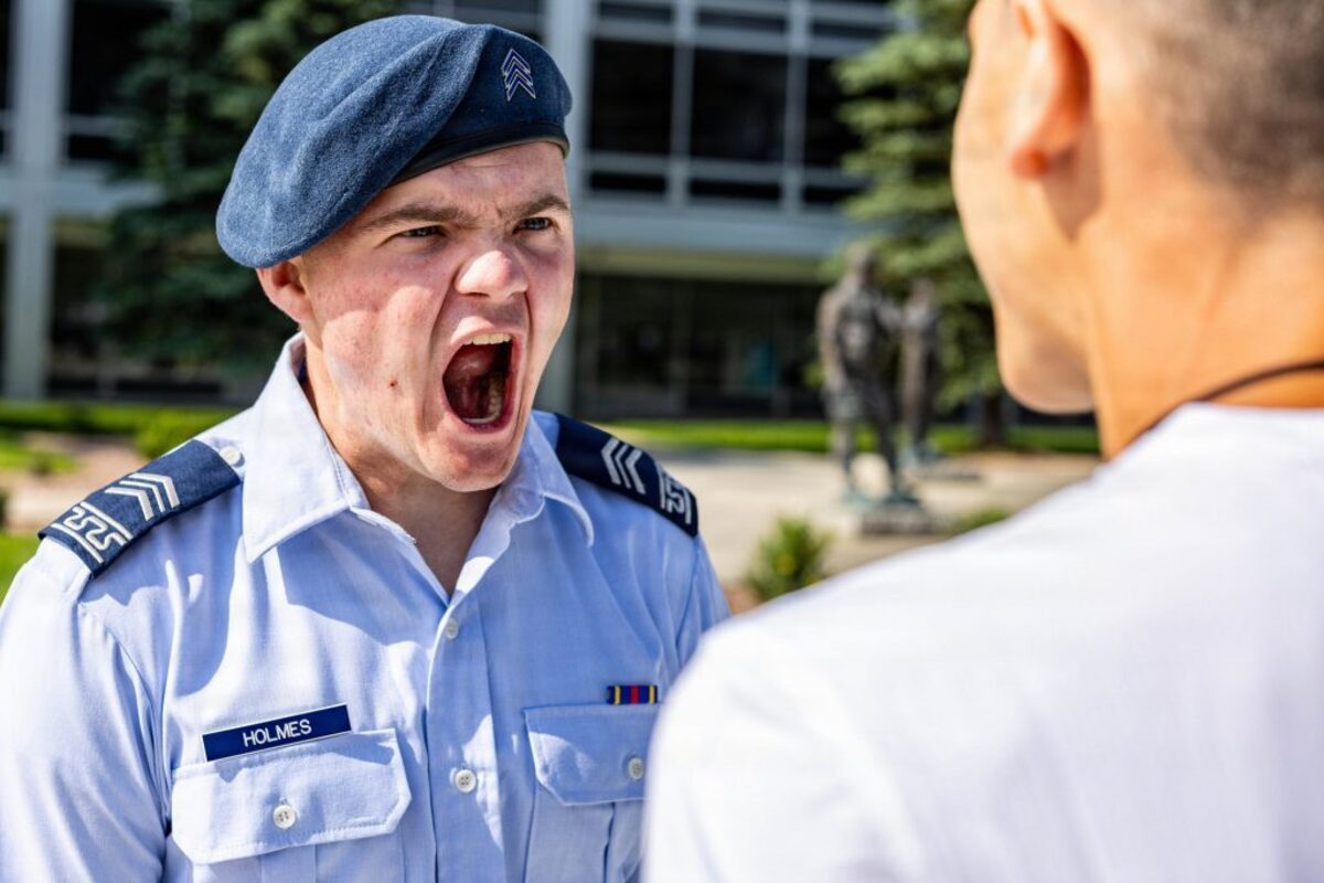  Someone screams at a cadet. (US Air Force Academy via SWNS) 