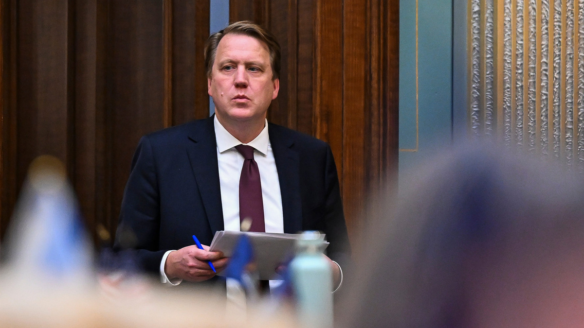 State Sen. Minority Leader Aric Nesbitt, R-Porter Township, works in the Senate chamber on Dec. 19, 2024, at the Michigan State Capitol in Lansing, Mich. (Katy Kildee/The Detroit News/TNS)