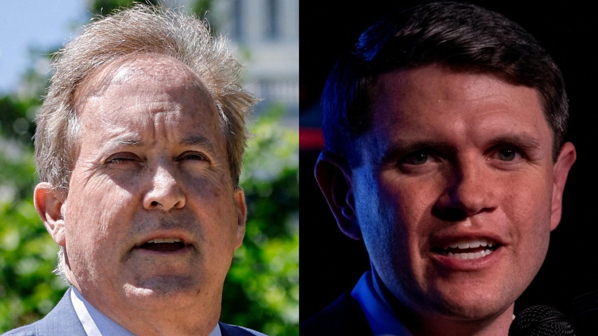 Texas candidates for U.S. Senate Ken Paxton (left) and James Talarico (right).