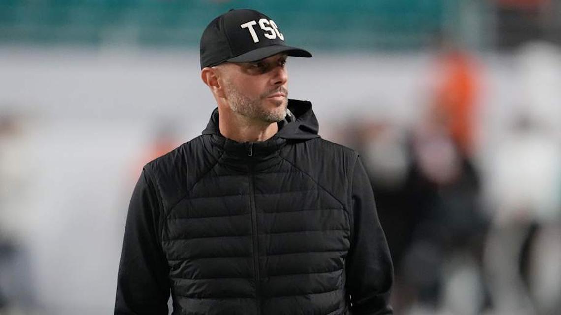  Jan 19, 2026; Miami Gardens, FL, USA; Las Vegas Raiders general manager John Spytek walks on the sideline before the CFP National Championship college football game between the Indiana Hoosiers and the Miami Hurricanes at Hard Rock Stadium. Mandatory Credit: Kirby Lee-Imagn Images | Kirby Lee-Imagn Images 