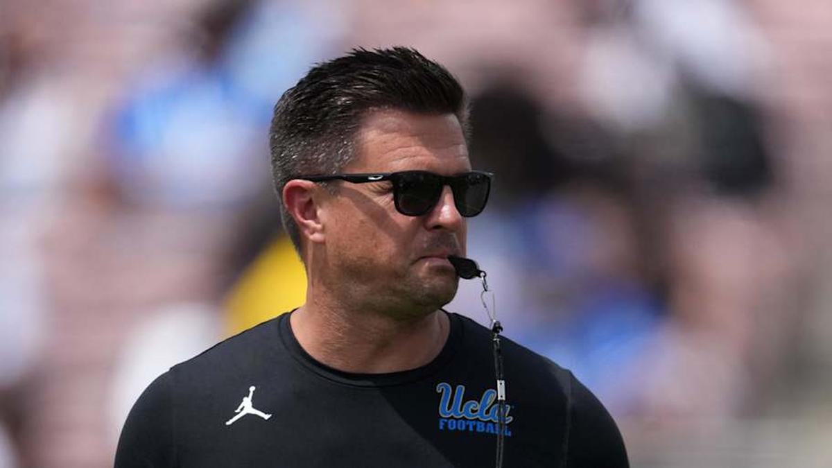 May 2, 2026; Pasadena, CA, USA; UCLA Bruins coach Bob Chesney reacts during the spring game at Rose Bowl. Mandatory Credit: Kirby Lee-Imagn Images | Kirby Lee-Imagn Images 