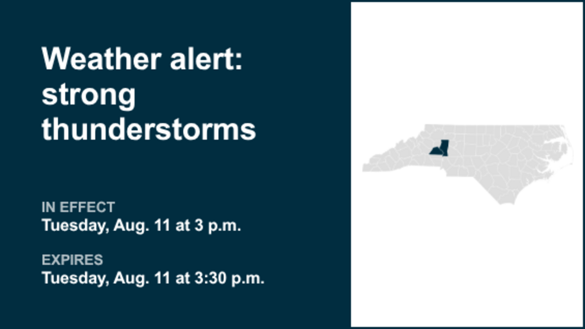 UPDATE: Thunderstorms with penny-sized hail in North Carolina Tuesday 