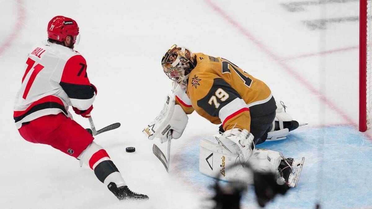  Carter Hart has surrendered four goals in each game of the Stanley Cup Final. | Stephen R. Sylvanie-Imagn Images 