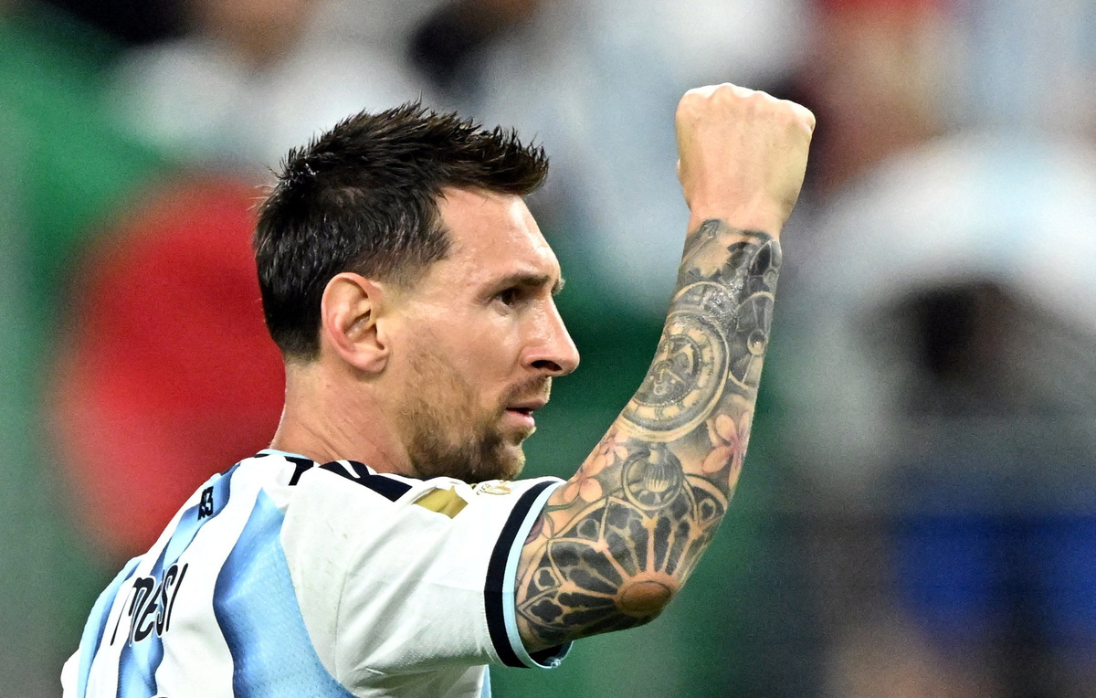 Soccer Football - FIFA World Cup 2026 - Group J - Argentina v Austria - Dallas Stadium, Arlington, Texas, U.S. - June 22, 2026 Argentina's Lionel Messi celebrates scoring their first goal IMAGN IMAGES via Reuters/Maria Lysaker