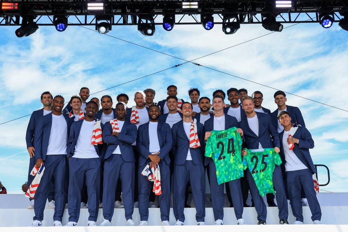  The US Men's National Team's (USMNT) poses during the announcement of the USMNT 2026 World Cup roster in New York, on May 26, 2026. (Photo by TIMOTHY A. CLARY / AFP via Getty Images) Photo by TIMOTHY A. CLARY / AFP via Getty Images