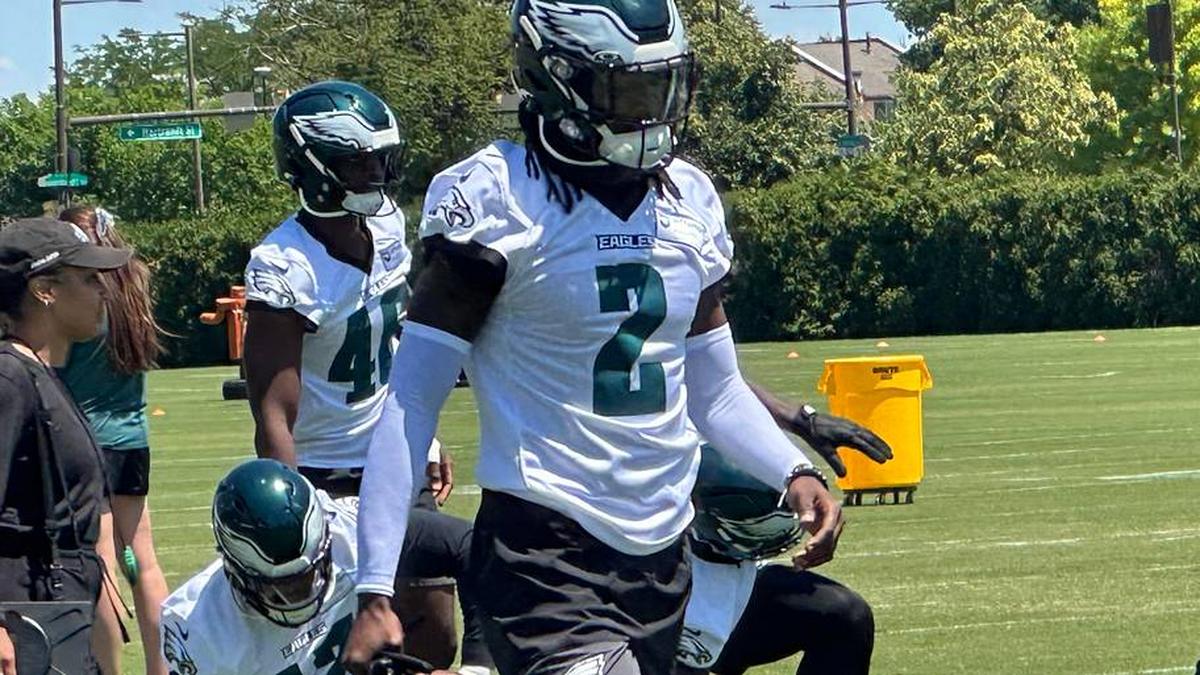 Riq Woolen at Eagles practice on June 2, 2026. | John McMullen/Eagles On SI 