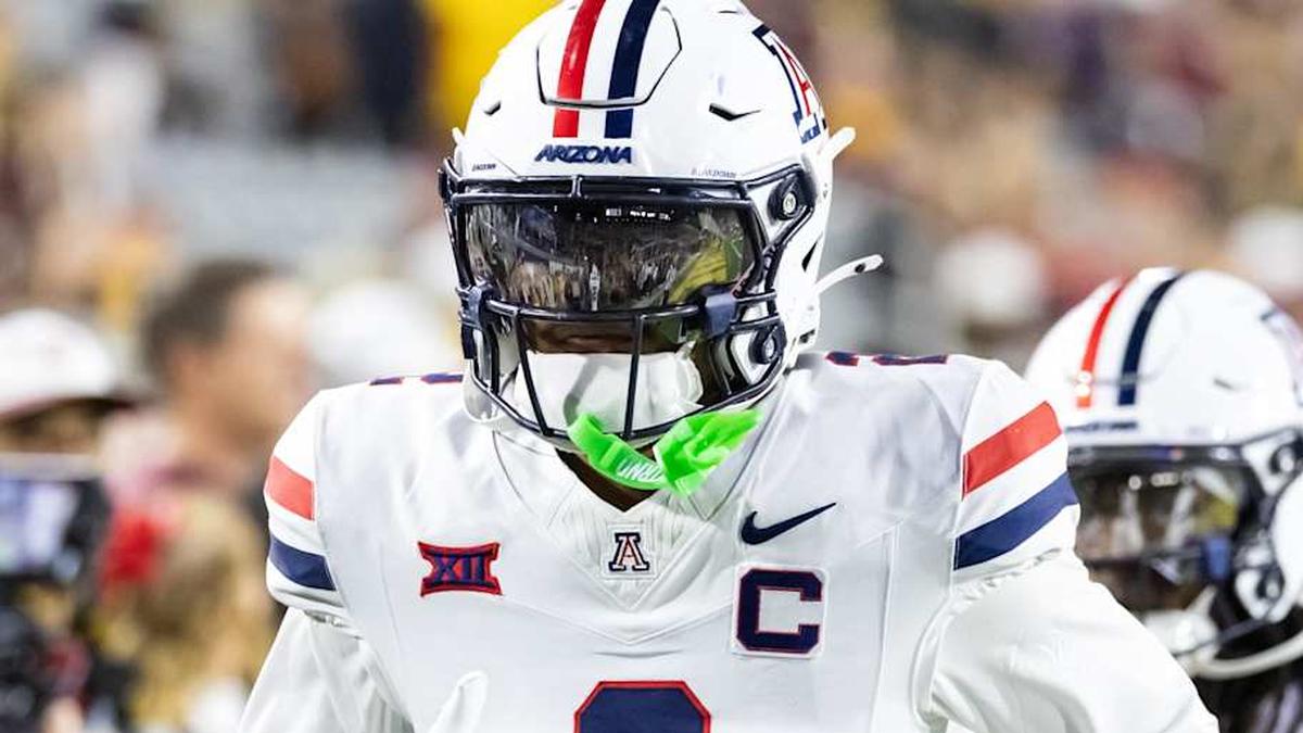 Nov 28, 2025; Tempe, Arizona, USA; Arizona Wildcats defensive back Treydan Stukes (2) against the Arizona State Sun Devils during the 99th Territorial Cup at Mountain America Stadium. Mandatory Credit: Mark J. Rebilas-Imagn Images | Mark J. Rebilas-Imagn Images 