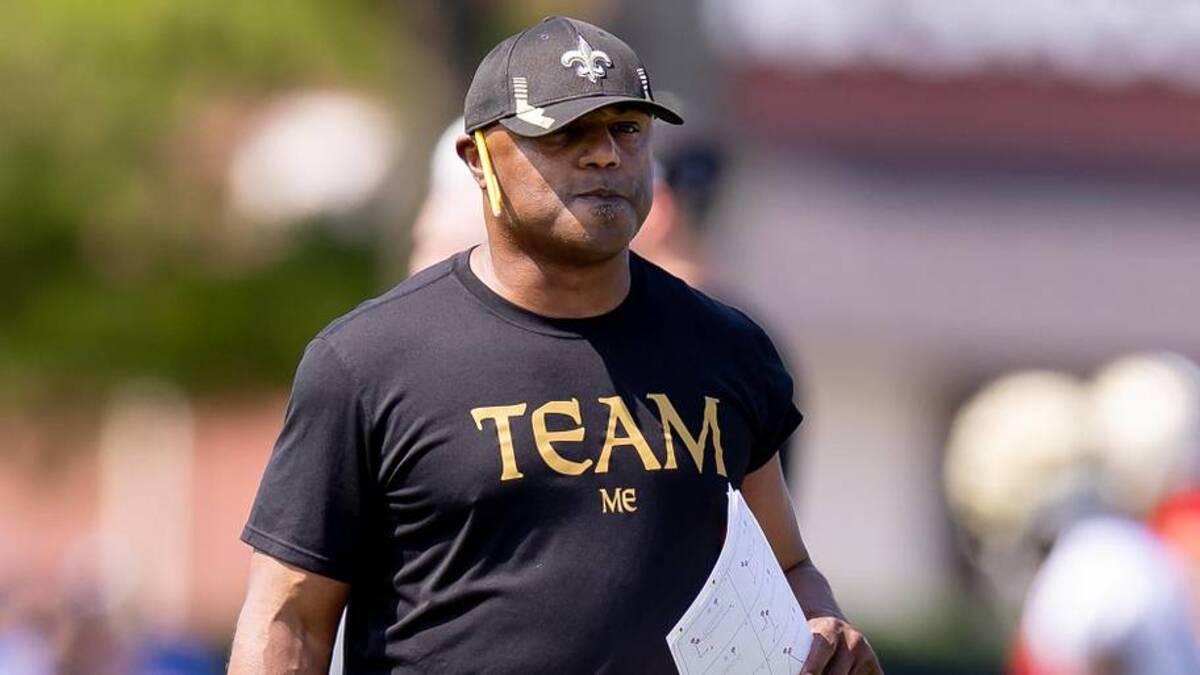  May 11, 2024; New Orleans, LA, USA; New Orleans Saints defensive coordinator Joe Woods looks on during the rookie minicamp at the Ochsner Sports Performance Center. Mandatory Credit: Stephen Lew-Imagn Images | Stephen Lew-Imagn Images 