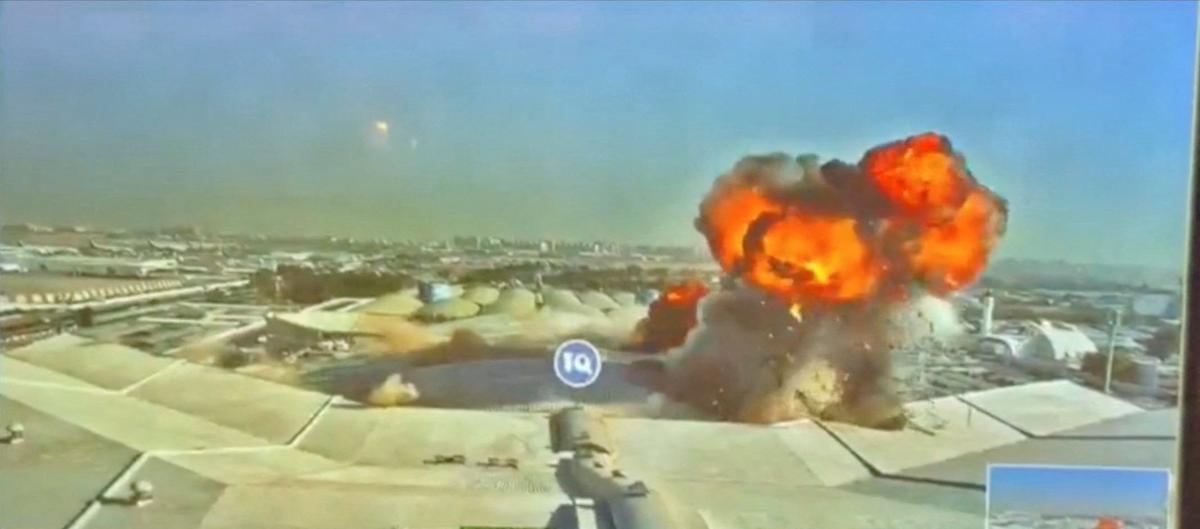 A CCTV footage shows fire and smoke rise following a strike on Kuwait International Airport, in Kuwait City, Kuwait June 3, 2026. Civil Aviation Kuwait/Handout via REUTERS