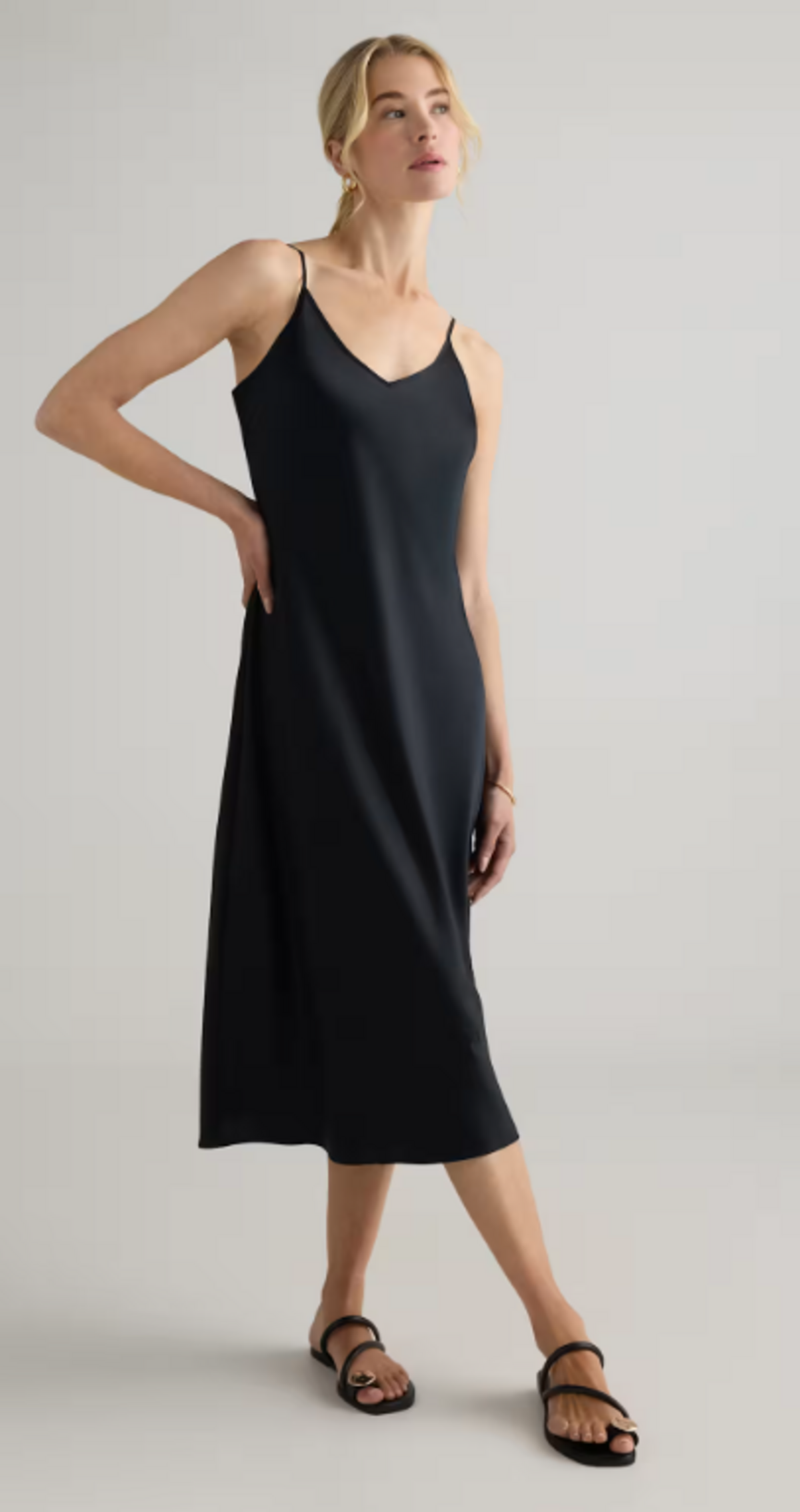  This silk dress from Quince should be in everyone’s closet (and suitcase). Photo credit: Quince 