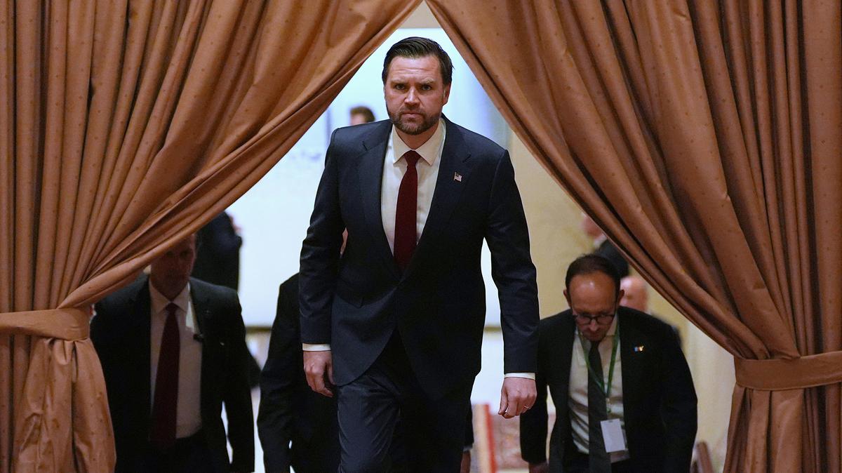 U.S. Vice President JD Vance, center, arrives for a meeting with Pakistan's Prime Minister Shehbaz Sharif (not pictured) before the U.S.-Iran peace talks in Islamabad on April 11, 2026. (Jacquelyn Martin/Pool/AFP via Getty Images)