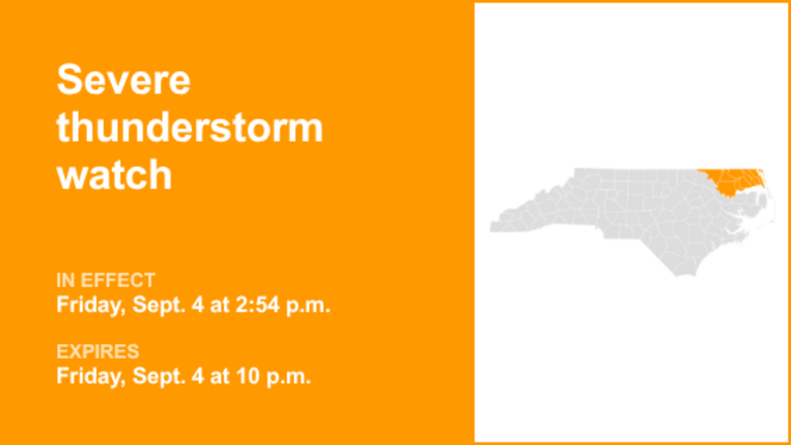UPDATE: Severe thunderstorm watch active for Eastern North Carolina Friday night 
