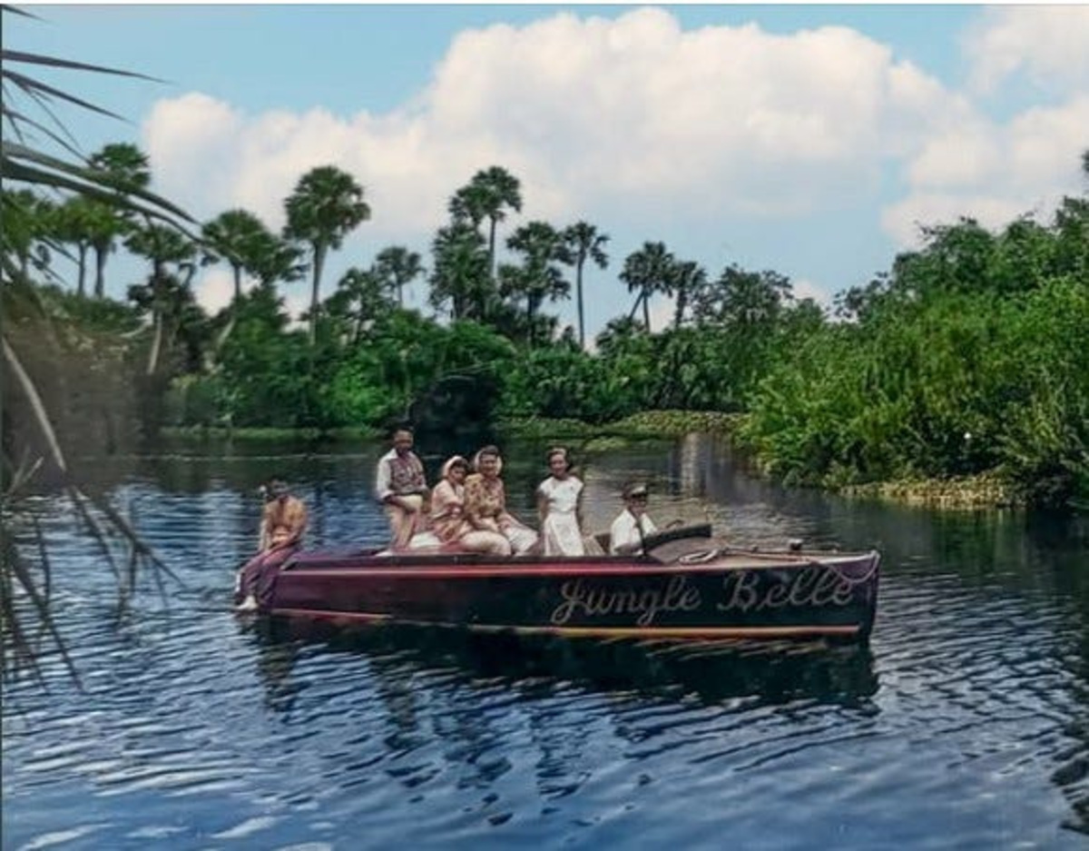 The Jungle Belle (pictured) and Leading Lady took Sebastian Inn guests on scenic boat tours of the Indian River Lagoon, St. Sebastian River and Pelican Island National Wildlife Refuge. The hotel was built in 1925, opened in 1926, and expanded northward over the years. Earl Roberts of Earl's Hideaway owned the hotel from 1944-55. That's when he and life partner Grace Martin, the hotel assistant manager and restaurant hostess, moved Earl's Bar & Package Store from the hotel to '3/4 miles north on left,' a sign said.