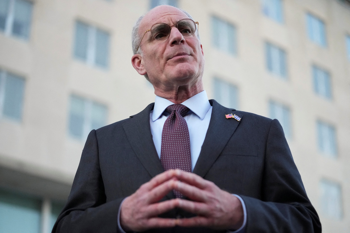 Israeli Ambassador to the U.S. Yechiel Leiter speaks with the media after the Trump administration said Israel and Lebanon agreed to implement a ceasefire to end hostilities, at the State Department in Washington, D.C., U.S., June 3, 2026. REUTERS/Nathan Howard