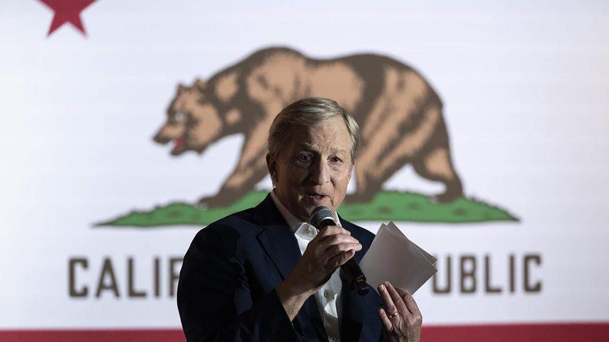 Democratic governor candidate Tom Steyer speaks during a campaign stop in Sacramento, California, on March 5, 2026. (Hannah Ruhoff/The Sacramento Bee/TNS)
