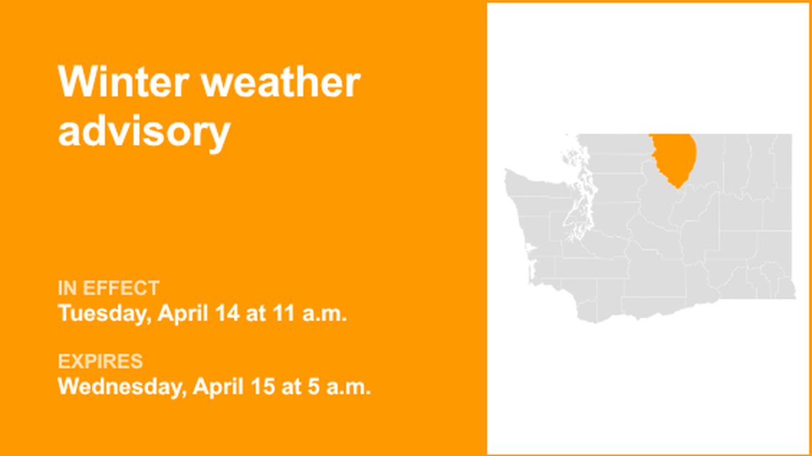 UPDATE: Winter weather advisory for Western Okanogan County until early Wednesday morning 