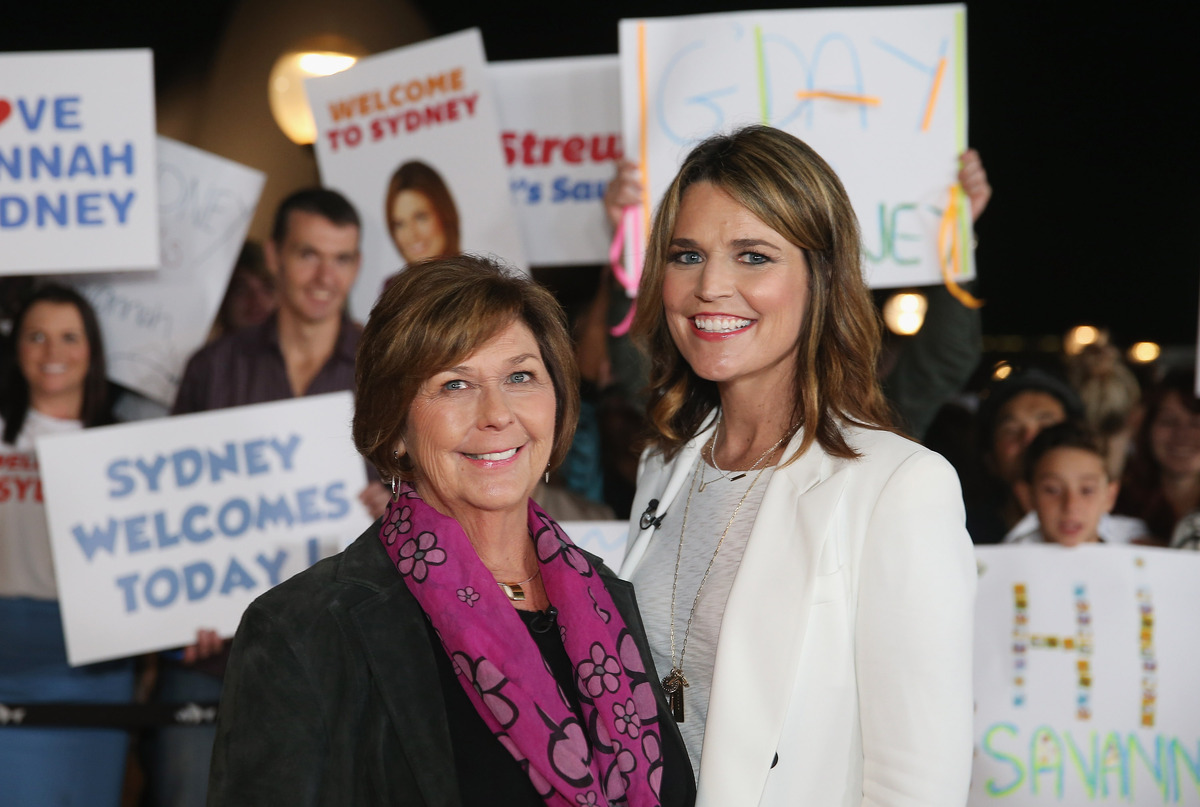  Savannah Guthrie poses alongside her mother, Nancy Guthrie, while hosting “Today” in Sydney, Australia, on May 4, 2015. 