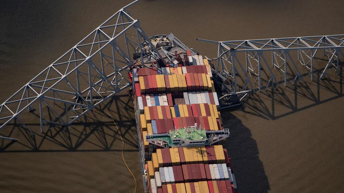 View of the Dali cargo vessel which crashed into the Francis Scott Key Bridge causing it to collapse in Baltimore, Maryland, U.S., April 4, 2024. REUTERS/Nathan Howard/File Photo