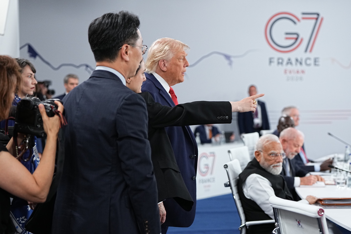 President Donald Trump arrives to a session during the G7 Summit in Evian-les-Bains, France, on Wednesday, June 17, 2026. (Haiyun Jiang/The New York Times)
