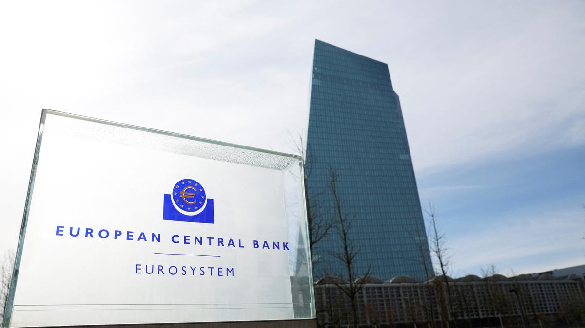 A view shows the logo of the European Central Bank (ECB) outside its headquarters in Frankfurt, Germany March 16, 2023. REUTERS/Heiko Becker