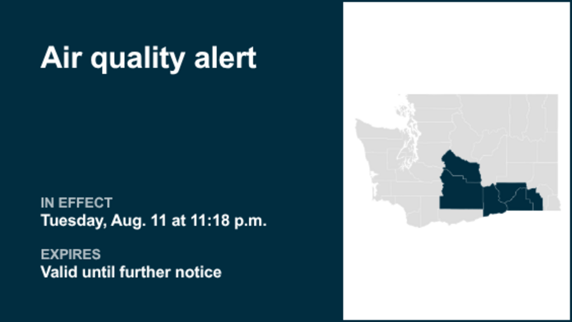 UPDATE: Air quality alert affecting Eastern Washington until further notice 