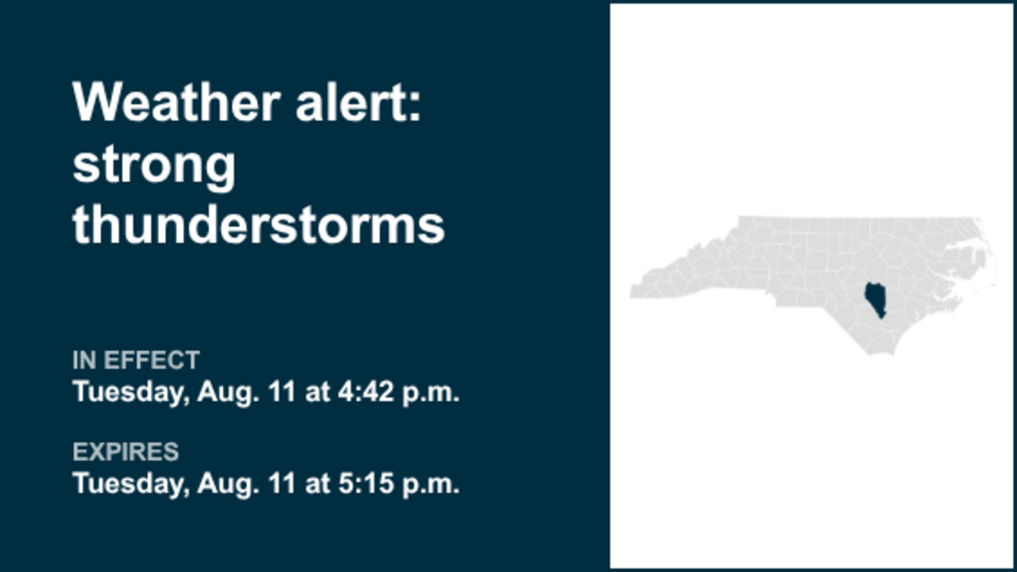 UPDATE: Weather alert affecting Sampson County Tuesday night - gusts to hit 50 mph 