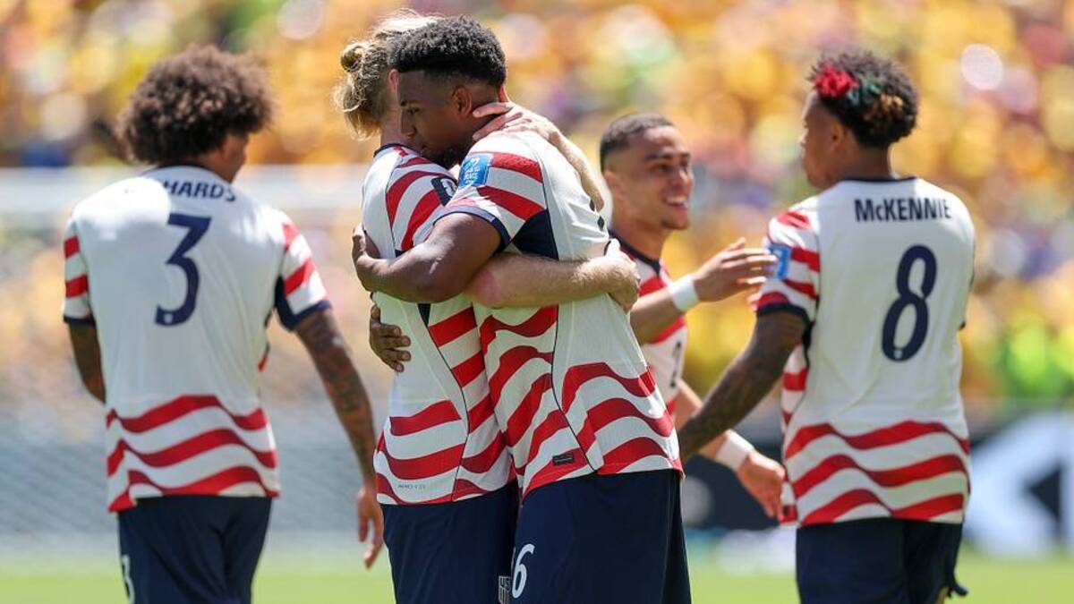  There were hugs all round after the USMNT's win over Australia. | Jamie Squire/Getty Images 