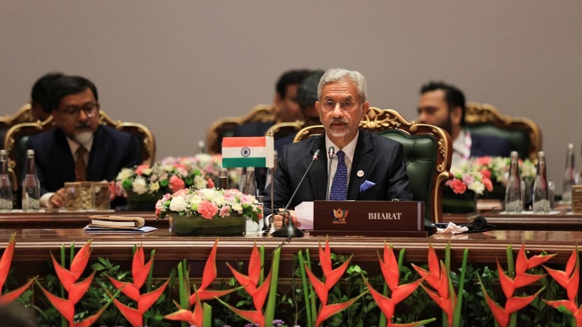 India's Foreign Minister Subrahmanyam Jaishankar addresses the BRICS foreign ministers' meeting at Bharat Mandapam in New Delhi, India May 14, 2026. REUTERS/Adnan Abidi