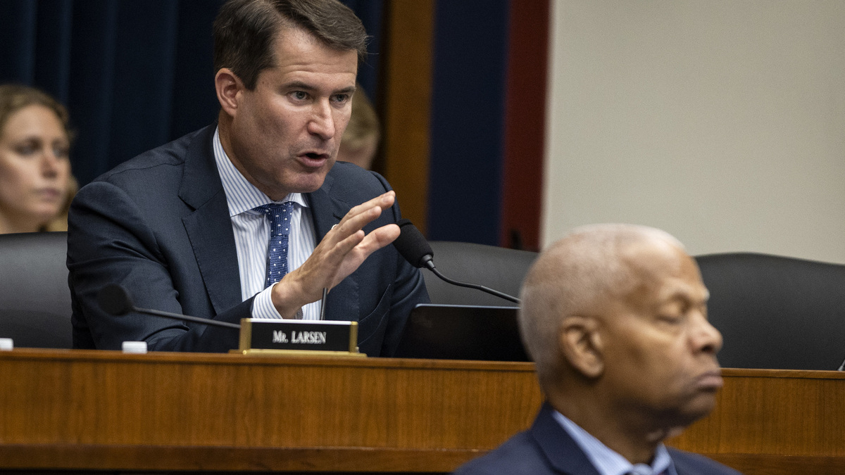 U.S. Rep. Seth Moulton (D-Massachusetts) speaks during a House Subcommittee on Railroads, Pipelines, and Hazardous Materials hearing on "Rail Safety In The Aftermath Of The East Palestine Ohio Derailment" on July 23, 2024, in Washington, D.C. (Samuel Corum/Getty Images/TNS)