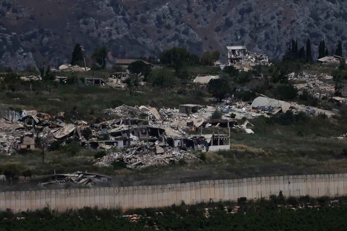 The remains of buildings in southern Lebanon, as seen from the Israeli side of the Israel-Lebanon border, in northern Israel, June 10, 2026. REUTERS/Ammar Awad