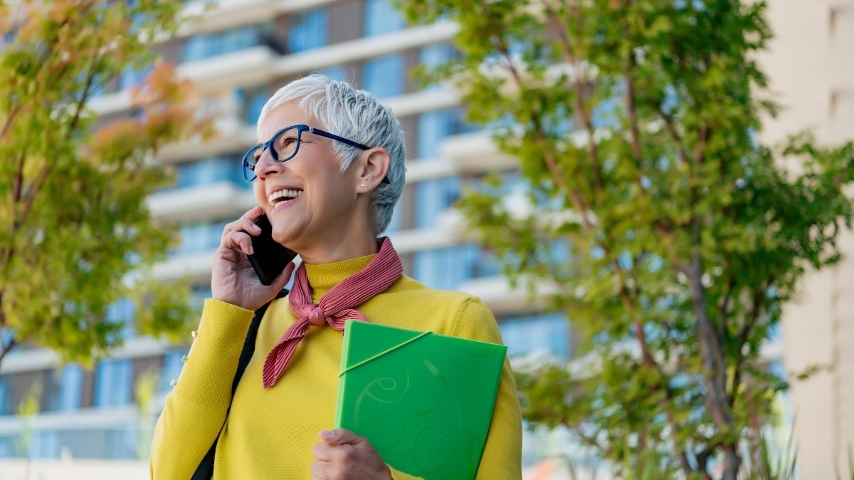 Businesswoman leaving her place of business