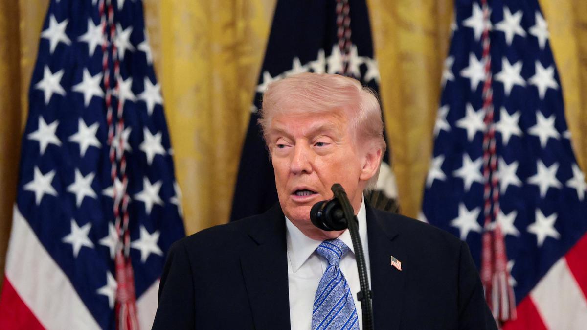 U.S. President Donald Trump speaks during a Small Business Summit in the East Room at the White House in Washington, D.C., U.S., May 4, 2026. REUTERS/Kylie Cooper