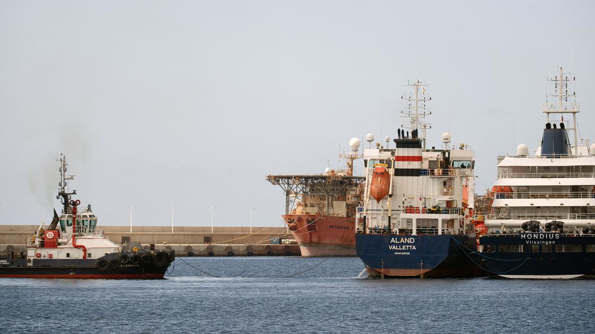 The Dutch flagged hantavirus-stricken cruise ship MV Hondius is refueled by a tanker in the port of Granadilla de Abona on the island of Tenerife in Spain's Canary Islands on May 11, 2026. Spain on Monday said it took "all measures" to prevent hantavirus spreading from evacuees on a cruise ship hit by the virus, after French and U.S. nationals tested positive. (Jorge Guerrero/AFP/Getty Images/TNS)